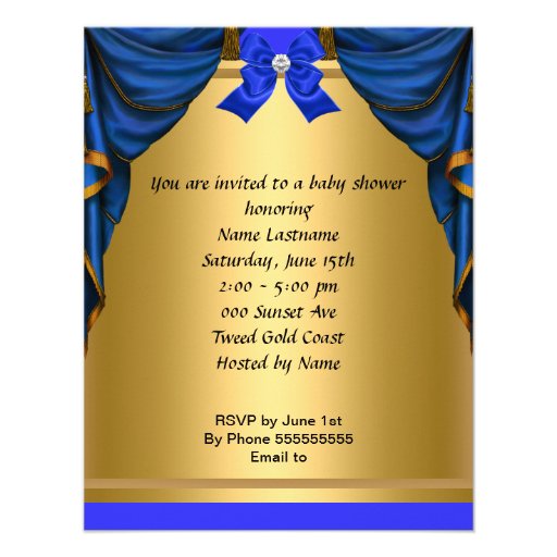 African American Baby Shower Boy Blue Gold Shoe Custom Invites