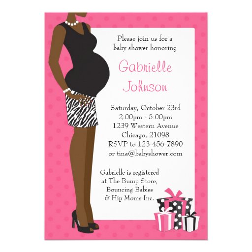 African American Baby Shower for Girl Pink Zebra Invitations from ...