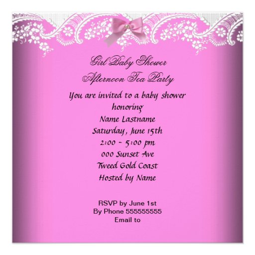 African American Baby Shower Girl Pink Baby Teacup Personalized Invite