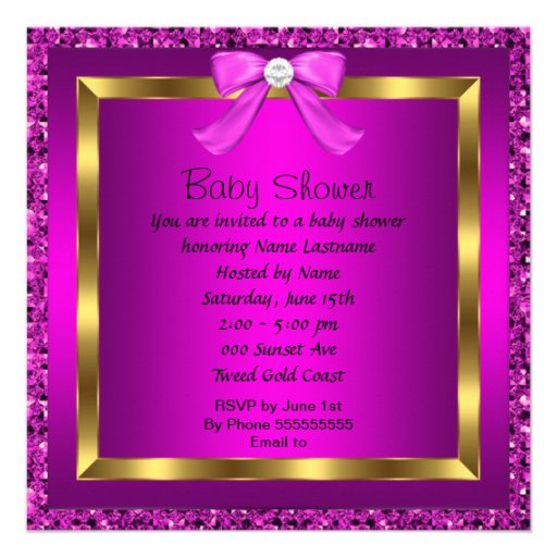 African American Baby Shower Girl Pink Glitter Personalized Invitation