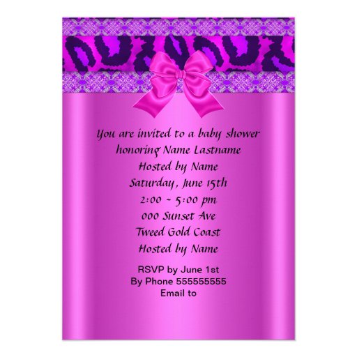 African American Baby Shower Girl Pink Leopard Announcement