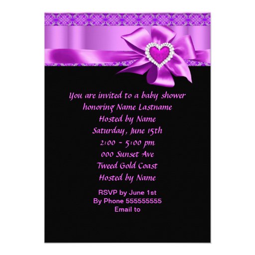 African American Baby Shower Girl Pink Purple Shoe Personalized Announcement