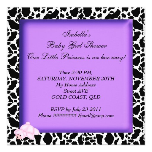 African American Baby Shower Girl Purple Custom Announcements