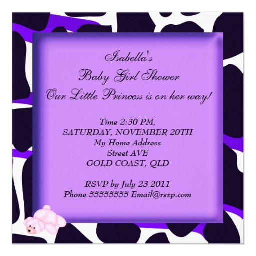 African American Baby Shower Girl Purple Custom Invites