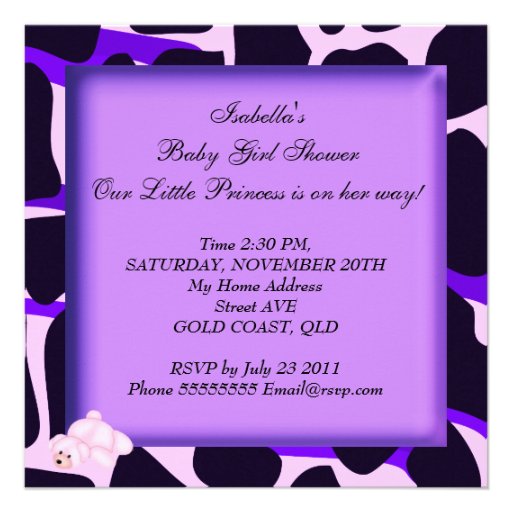African American Baby Shower Girl Purple Pink Invitation