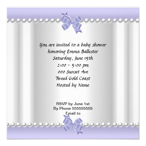 African American Baby Shower Girl Purple White Custom Invitation