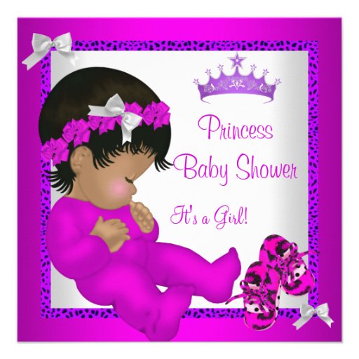 African American Baby Shower Purple Pink Leopard Custom Invitations
