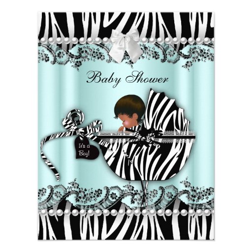 African American Baby Shower Zebra Boy or Girl Personalized Invites