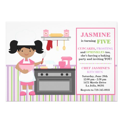 African American Baking Birthday Party Invitation
