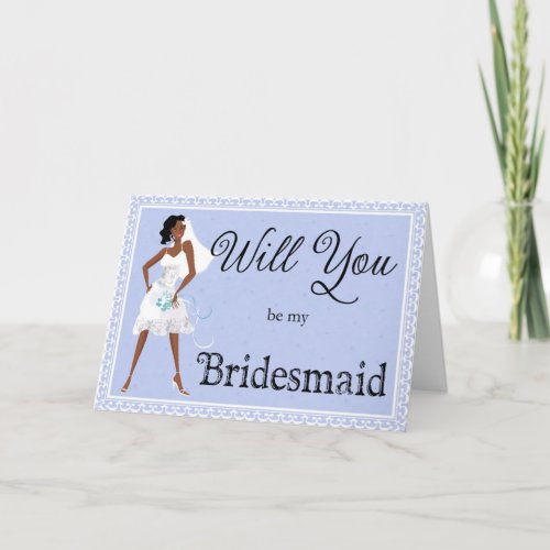 African American Be My Bridesmaid Bridal Accessory card