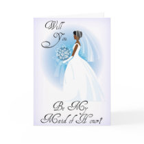 African American Be My Maid of Honor Invitation Cards
