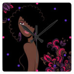 African American Beauty Wall Clock wall clocks