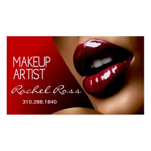 African American Big Glossy Lips | red Business Card Template (front side)