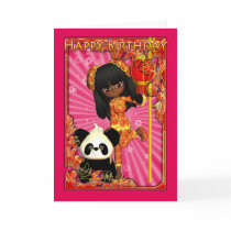 African American Birthday Card With Moonies Little