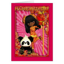 African American Birthday Card With Moonies Little
