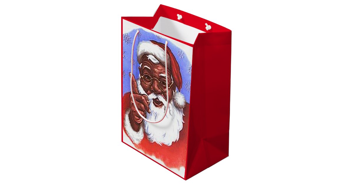 African American Black Santa Claus Christmas Medium Gift Bag Zazzle