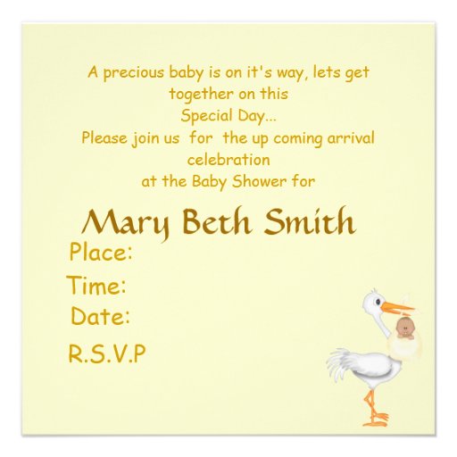 AFRICAN AMERICAN BLING BABY SHOWER  INVITATION YEL