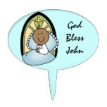 African American  Boy Baptism Custom Cake Topper