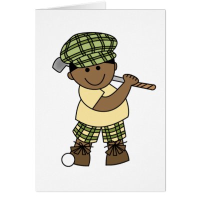 African American  Boy Golfer Greeting Cards by toddlersplace
