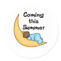 African American Boy on Moon Summer Stickers