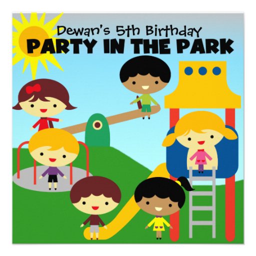 African American Boy Party in the Park Invite