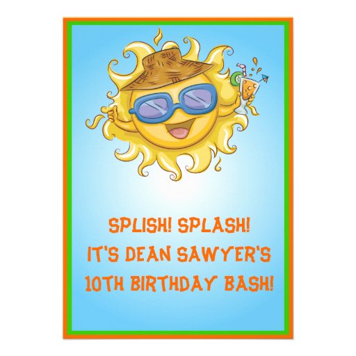 African American Boy Pool Birthday Invitation