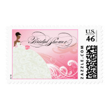 African American Bridal Shower Wedding | Baby Pink Postage Stamps