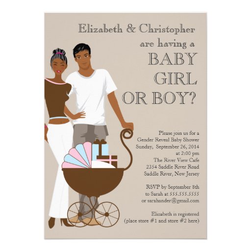 african_american_couple_gender_reveal_baby_shower_invitation ...