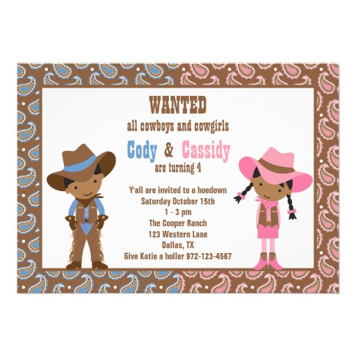 African American Cowboy and Cowgirl Invitations