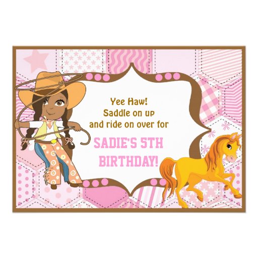 African American Cowgirl Birthday Invitation