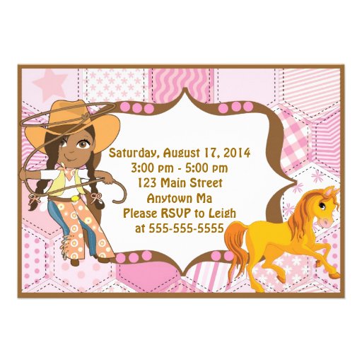African American Cowgirl Birthday Invitation