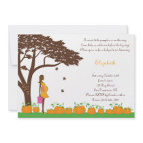 African American Fall Girl Baby Shower Invitations