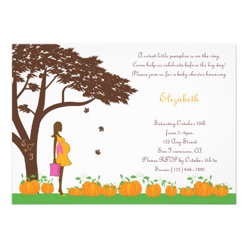African American Fall Girl Baby Shower Invitations