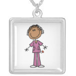 African American Female Stick Figure Nurse Custom Jewelry
