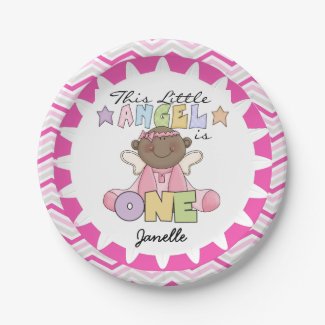 African American Girl 1st Birthday Paper Plates 7 Inch Paper Plate