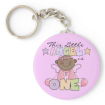 African American Girl Angel 1st Birthday Key Chains