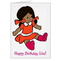 African-American Girl Rag Doll Birthday Card