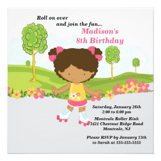 American Girl Birthday Party on African American Girl Skating Birthday Party Invitation