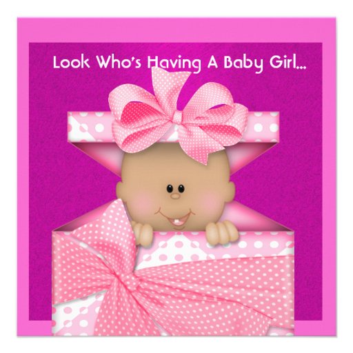 AFRICAN AMERICAN GIRLS BABY SHOWER  INVITATION (front side)