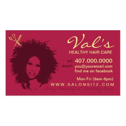 African American Hair Salon Business Cards (front side)