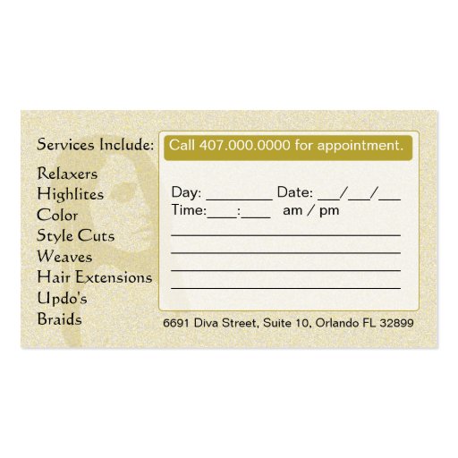 African American Hair Salon Business Cards 003 (back side)