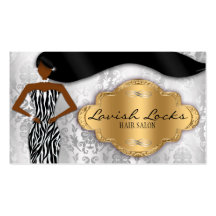 African American Hair Stylist Silver Gold Zebra Business Cards