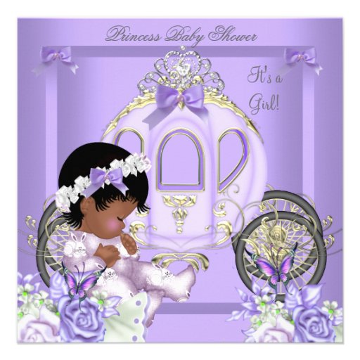 African American Lavender Baby Shower Girl 5 Invites