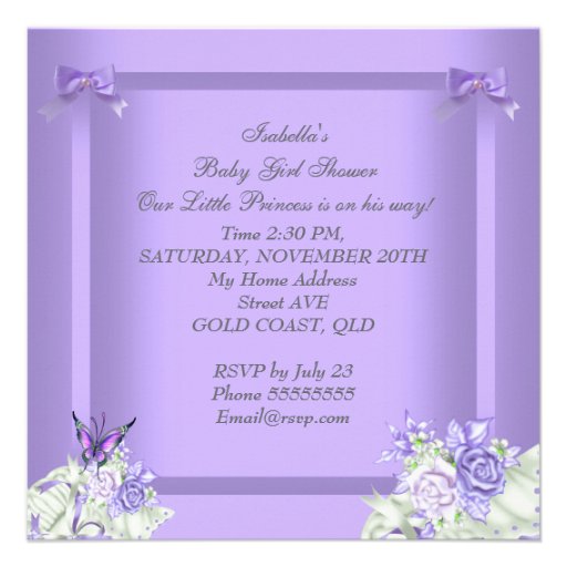 African American Lavender Gray Baby Shower Girl 4 Announcement
