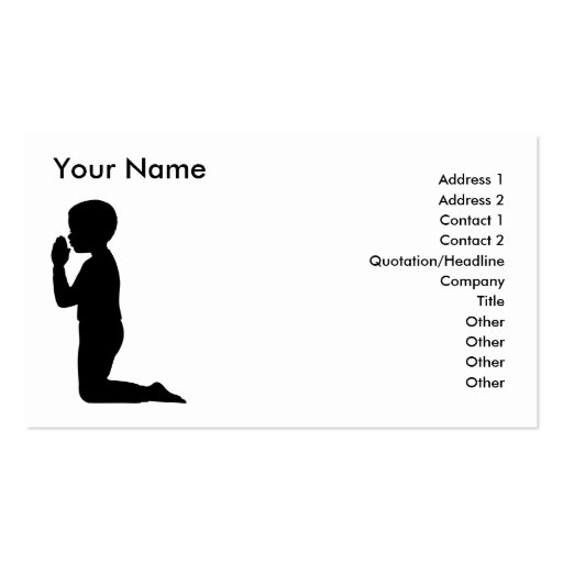 African American little boy saying prayers Business Card Templates (front side)