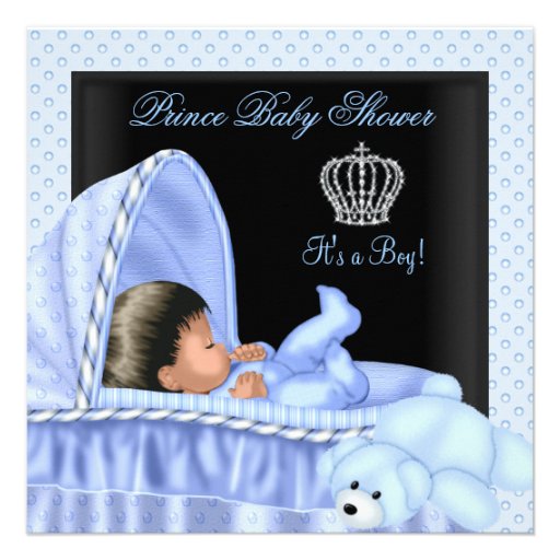 African American Little Prince Baby Shower Boy Personalized Invitation