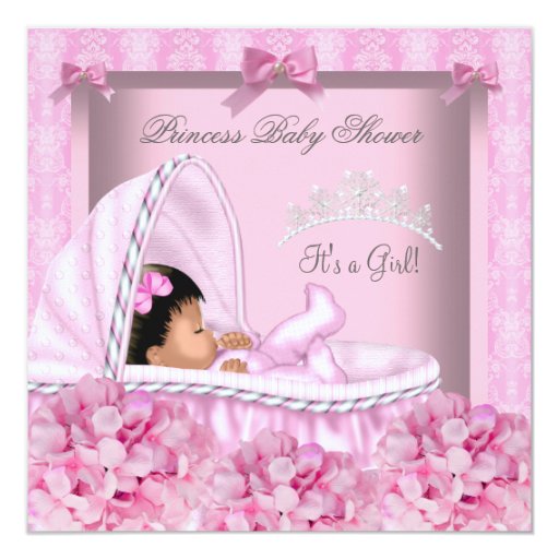 African American Little Princess Baby Shower Girl Custom Invitations