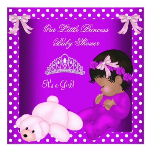African American Little Princess Baby Shower Girl Custom Invite