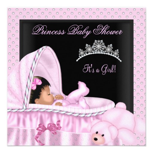 African American Little Princess Baby Shower Girl Invites