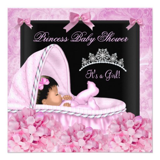 African American Little Princess Baby Shower Girl Announcement